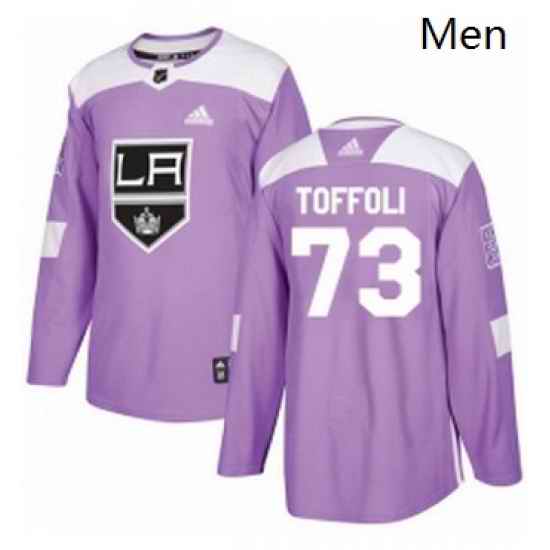 Mens Adidas Los Angeles Kings 73 Tyler Toffoli Authentic Purple Fights Cancer Practice NHL Jersey